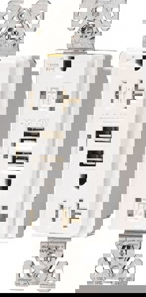 2 USB Port, 2 Receptacle, 125 VAC, 5 VDC USB Receptacle